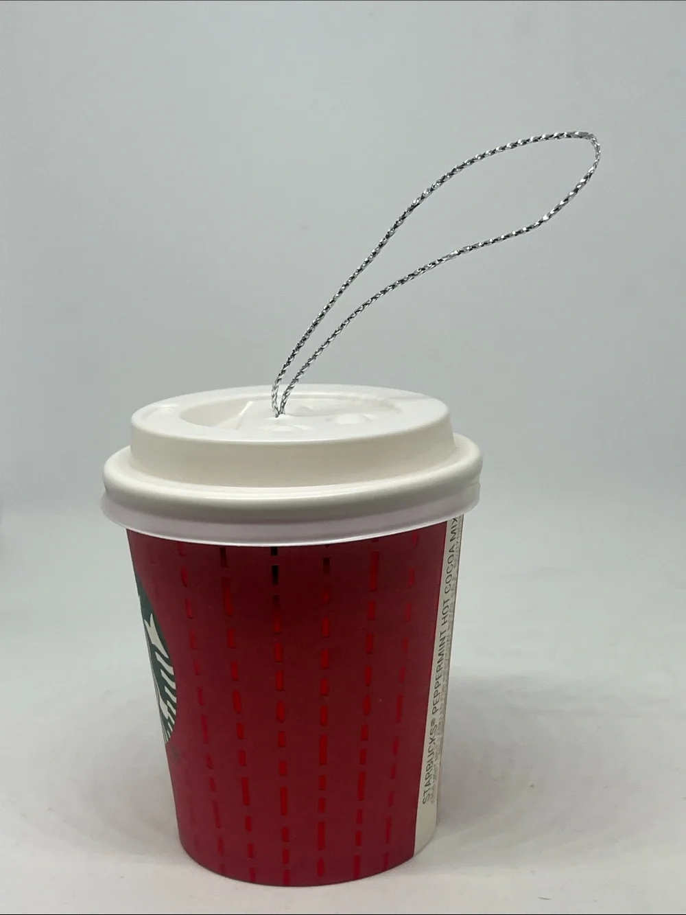 Starbucks Red Mini Coffee Cup Ornament with White Lid and Green Logo
